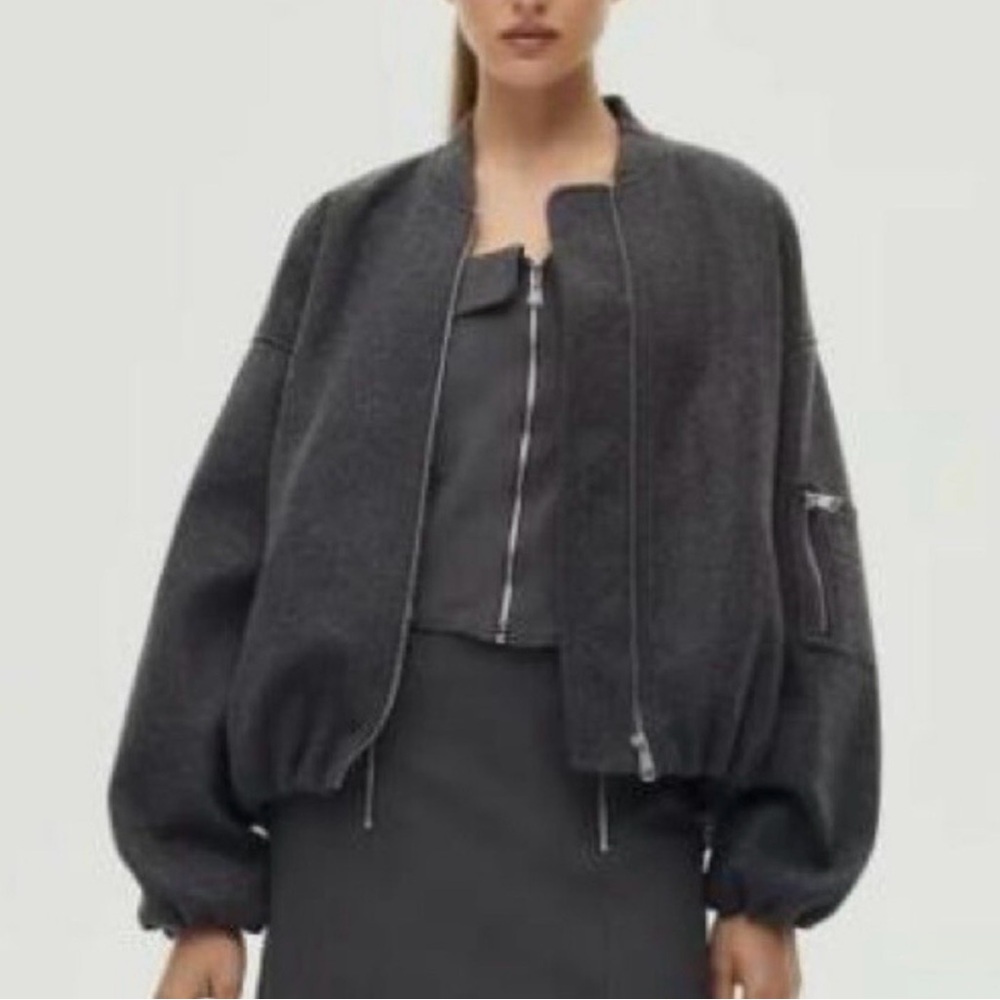 Zara Women’s ‎ Modern Charcoal Bomber Jacket XS l everyday essential | Classic - Picture 5 of 5